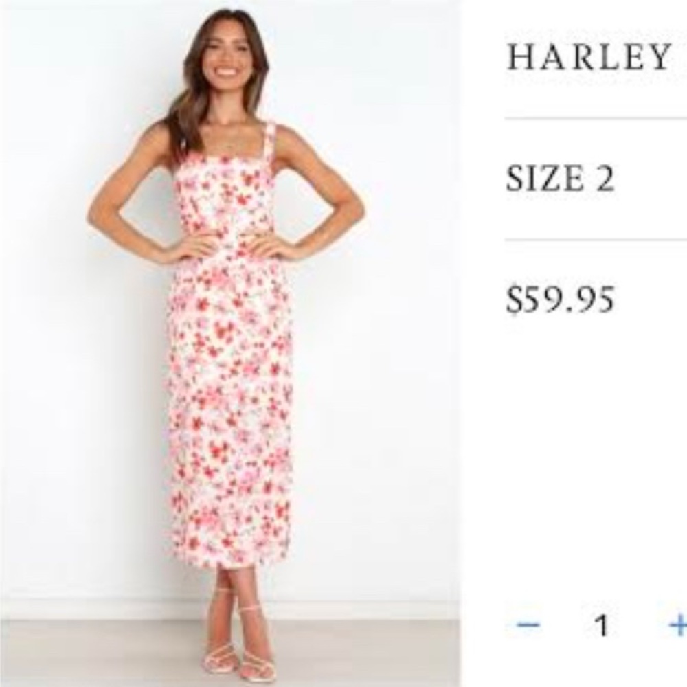 Petal & Pup Floral Midi Dress - Pink and White